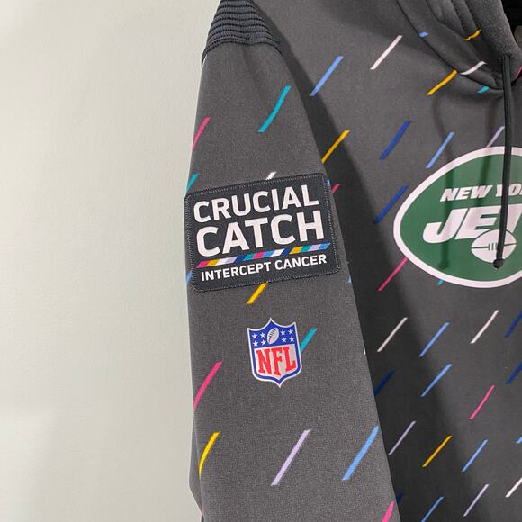 NFL On Field New York Jets Grey Crucial Catch Pattern Pullover Hoodie Size XXL - Picture 7 of 9